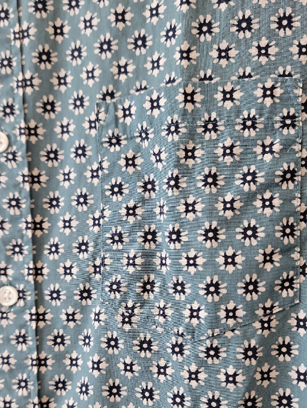 J. Crew Light Blue Short-Sleeve Button-Down Shirt with White Floral Print - Picture 3 of 9